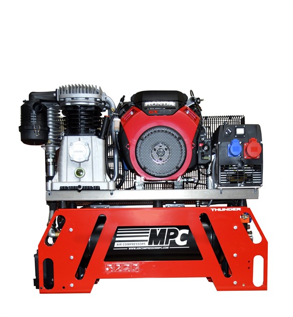 Bensindriven kompressor & elverk 18hk 1250l/min 13bar 50l/tank
