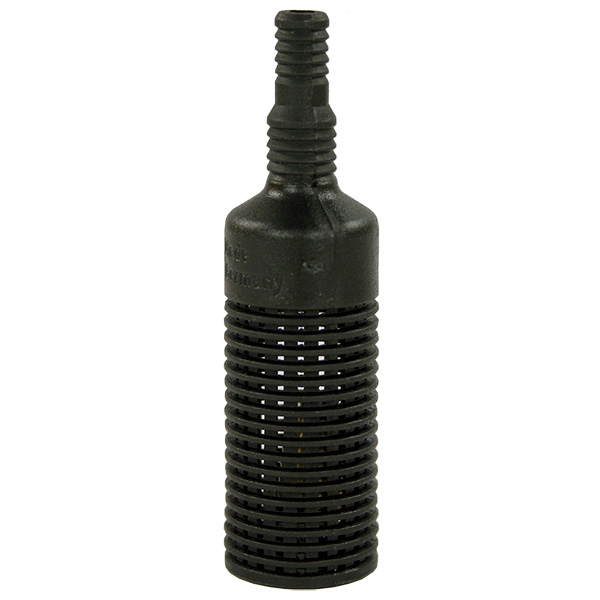 Kemikaliefilter DN 6-8mm med backventil. Plast. Mässing vikt