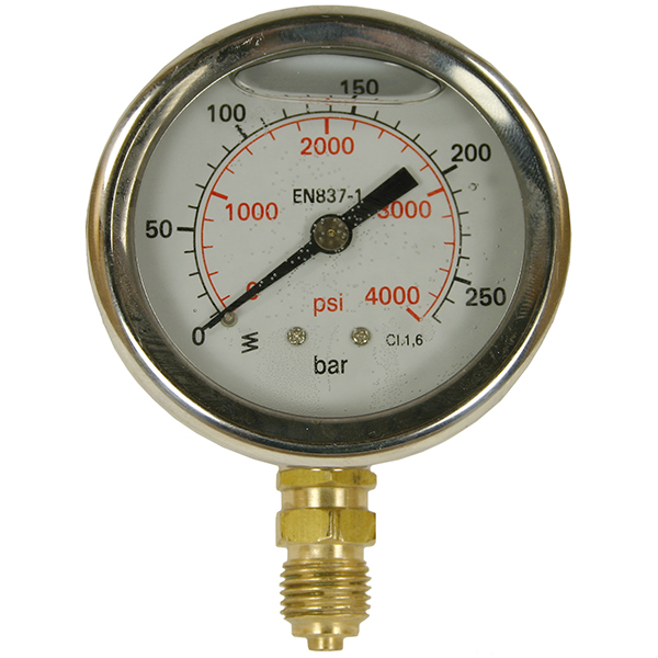 Manometer 0-25 bar 1/4" 63mm (Glycerin)