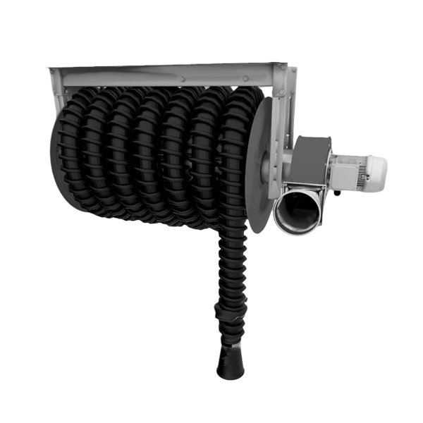 Slangupprullare med fläkt 150mm slang 10m med ansl.