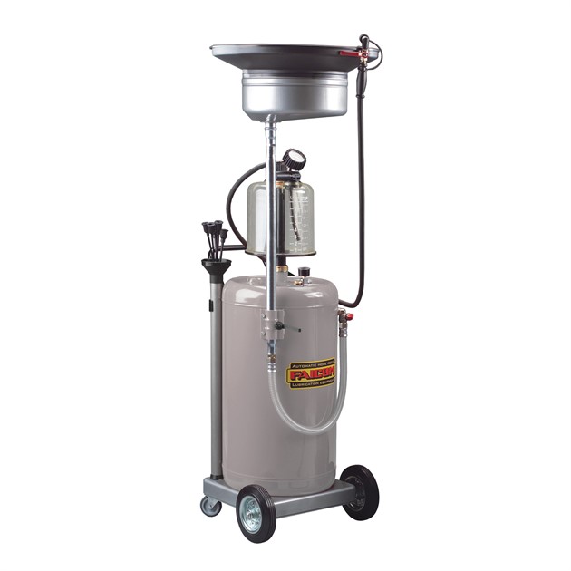 90 l spilloljebehållare m ejektor, sugsonder & transparent vakuumkamma